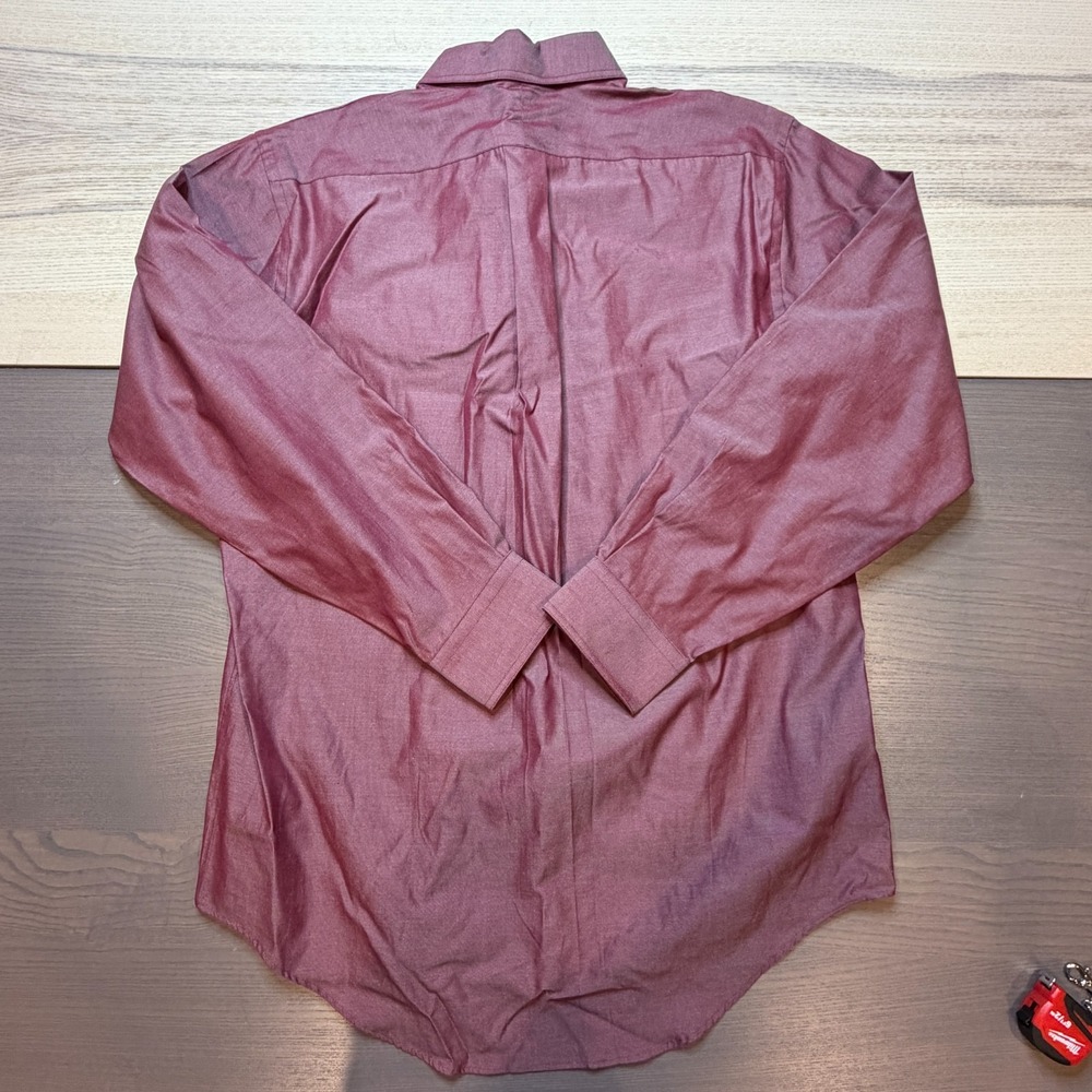 Land's End Shirt Mens 16 - 34 Shinny Long Sleeve Button Up‎ Pinpoint Oxford - Picture 7 of 8
